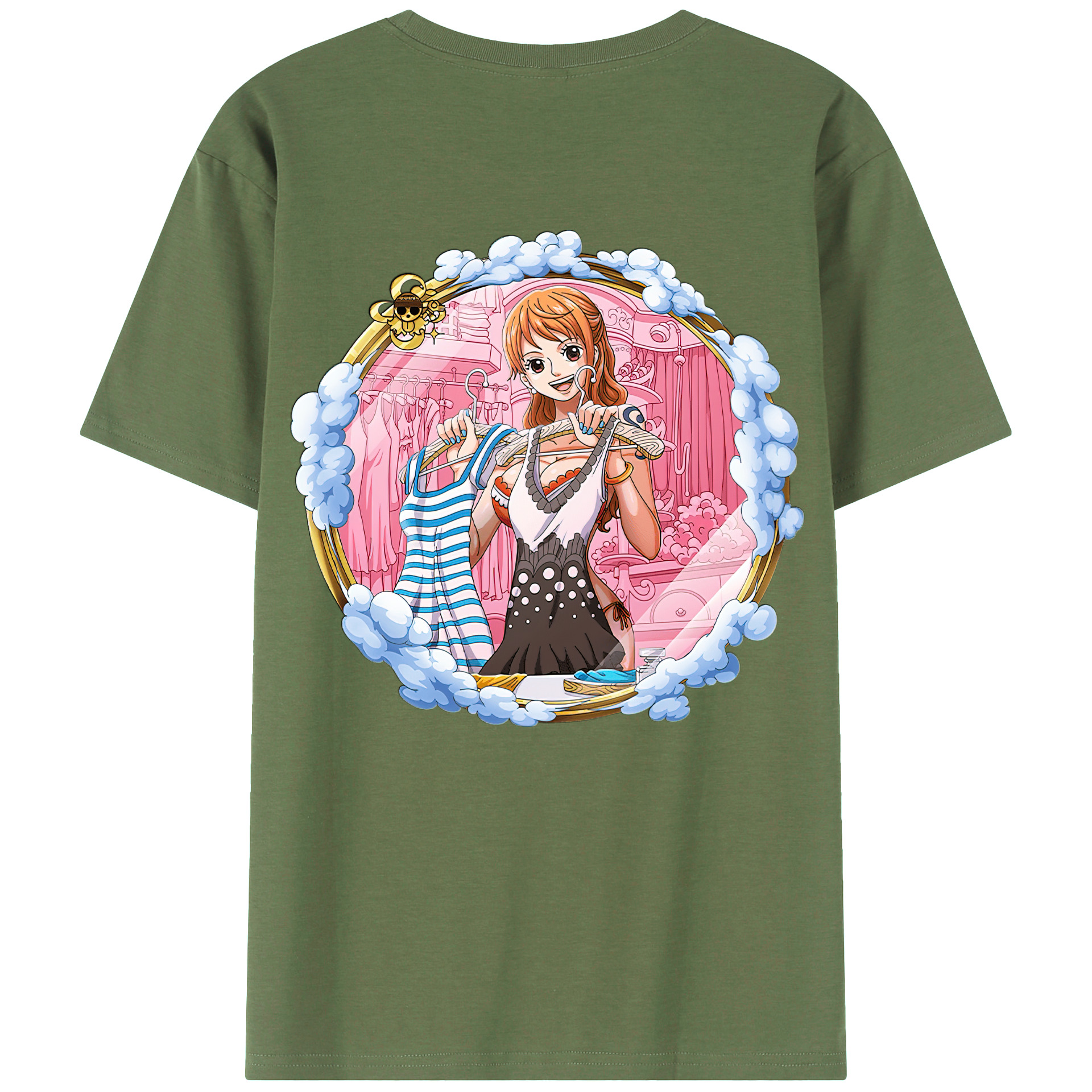 （画像用） ワンピース ナミ ONE PIECE Nami 綿100％ メンズ半袖Tシャツ（バックプリント） 通気性